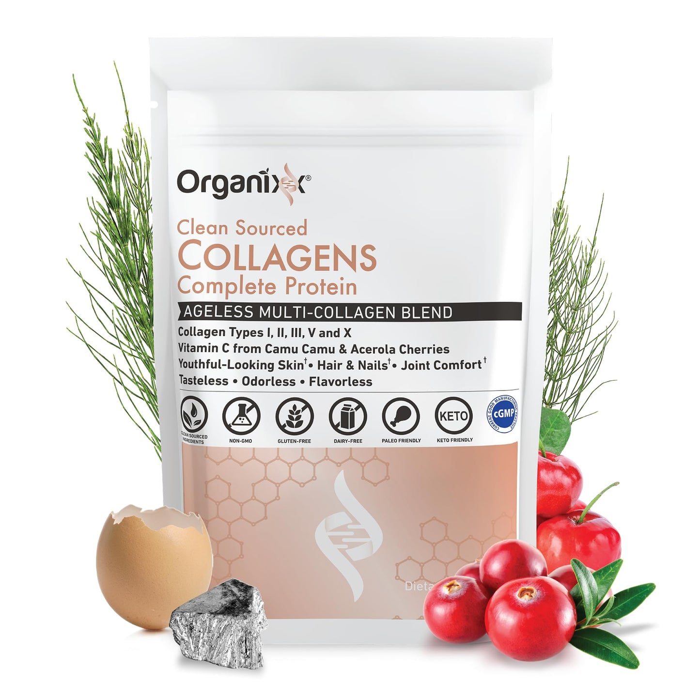 Organixx Collagen Peptides Powder with Vitamin C – Unflavored, 30 Servings