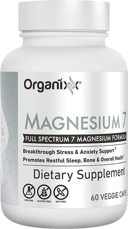 Organixx Magnesium Glycinate 7-Form Complex – Sleep, Muscle & Heart Health | 60 Capsules