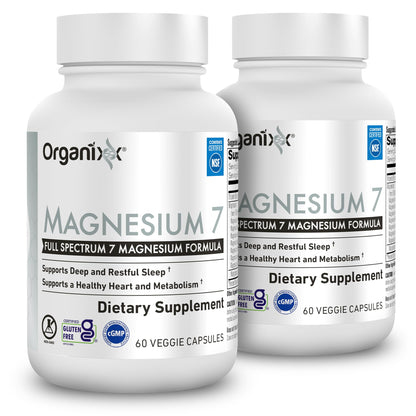 Organixx Magnesium Glycinate Supplement – 7-Type Magnesium Complex with Vitamin B6 & Manganese Citrate, Gluten Free, Non-GMO, 120 Capsules (2-Pack)