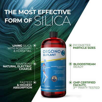 Orgono Living Silica Siliplant – Vegan Collagen Booster for Joints, Skin, Hair & Nails | 66 Servings