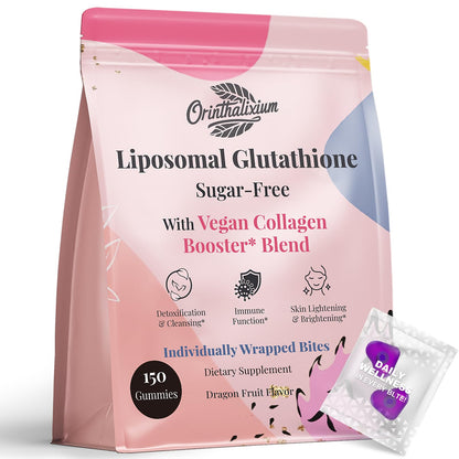 Orinthalixium Liposomal Glutathione Gummies 1000MG – Sugar Free, Vitamin C & Vegan Collagen | 150 Count