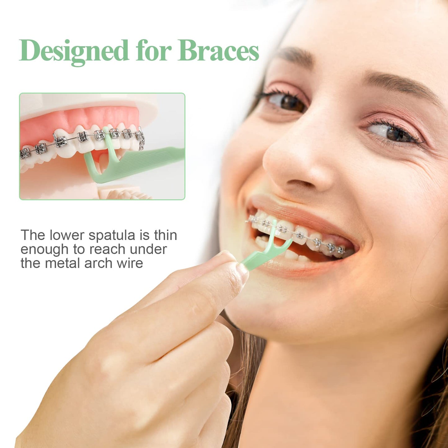 300 Count Orthodontic Flossers with Dispenser – Brace Flossers for Braces (Pack of 6, 50 Count Bags)