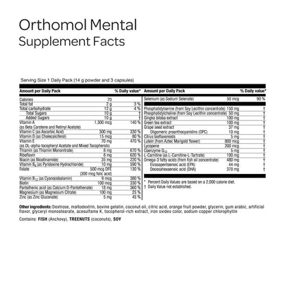 Orthomol Mental — Premium Brain Nutrients for Focus & Energy | 30-Day Supply