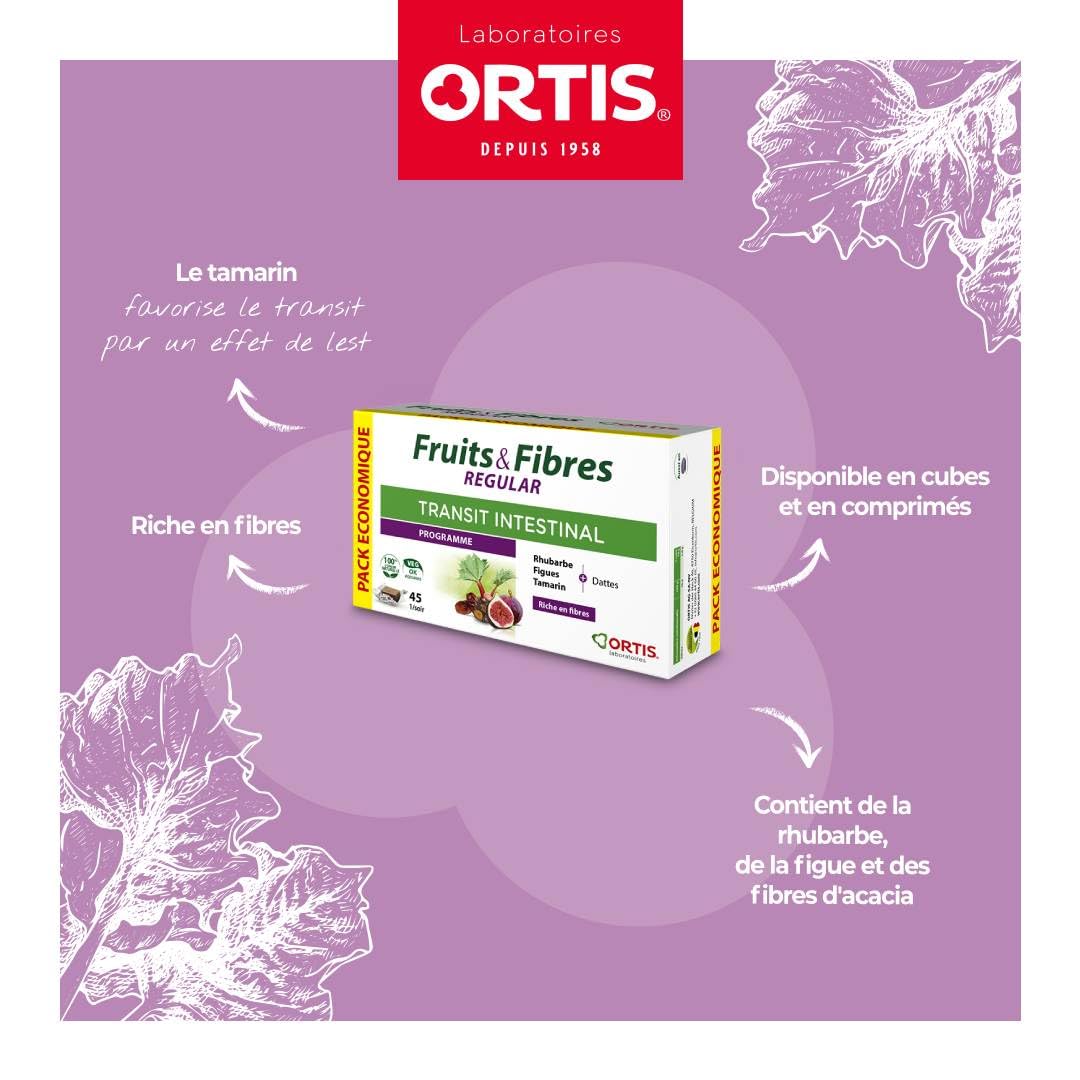 Ortis Fruits & Fibres Regular 45 Squares to Chew – Nutritional Supplement
