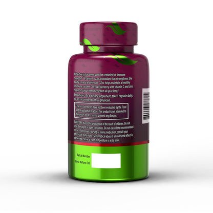 ORZAX Elderberry Capsules – Immune Support with Vitamin C & Zinc | 60 Vegetable Capsules