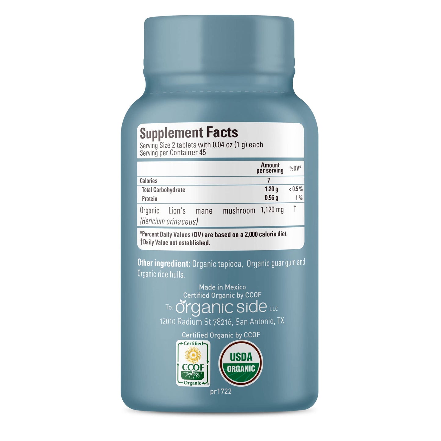 OS Organic Side Lions Mane Tablets – Organic, USDA Certified, Non-GMO