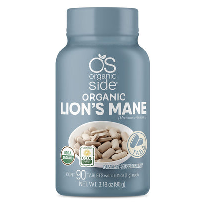 OS Organic Side Lions Mane Tablets – Organic, USDA Certified, Non-GMO