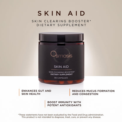 OSMOSIS Skin Aid Daily Supplement – Microbiome & Immunity Support, Vitamin A for Acne-Prone Skin | 90 Count