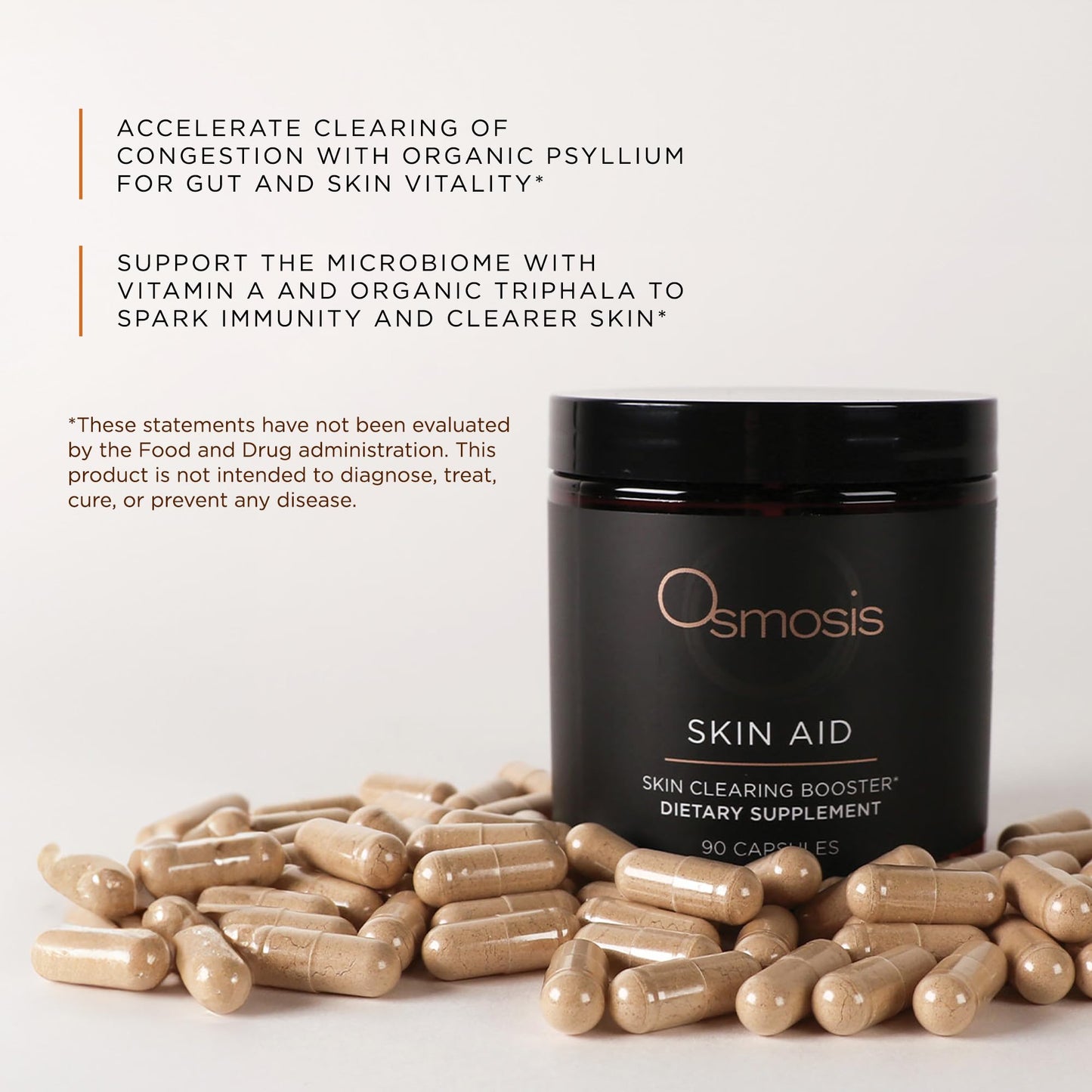 OSMOSIS Skin Aid Daily Supplement – Microbiome & Immunity Support, Vitamin A for Acne-Prone Skin | 90 Count