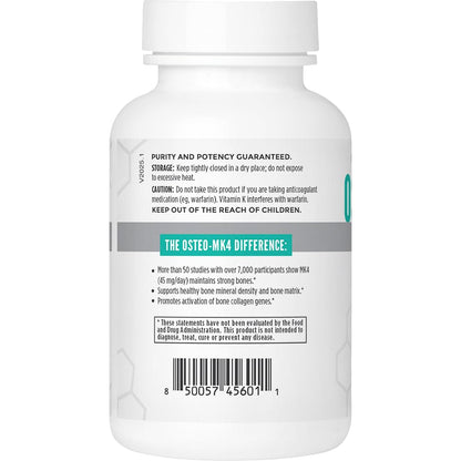 Osteo-MK4 Bone Support - Vitamin D & K Complex, 60 Veggie Capsules | NBI