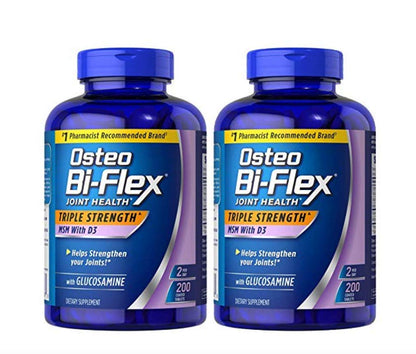 Osteo Bi-Flex Triple Strength MSM Vitamin D3 200 Tabs (2 Pack) - Joint Support Supplement