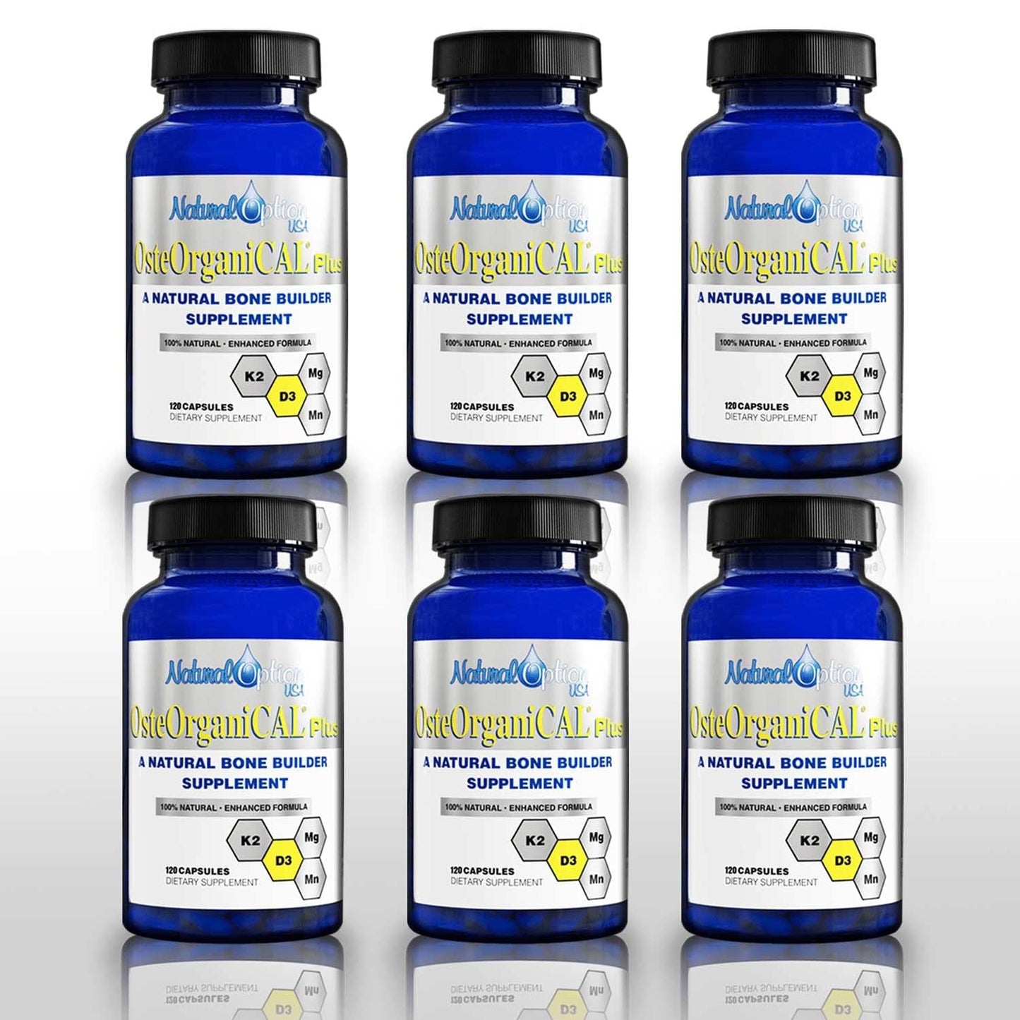Osteorganical Plus – Organic Plant-Based Calcium with Vitamin D3, K2, Magnesium Glycinate & Manganese (720 Count) Pack of 6