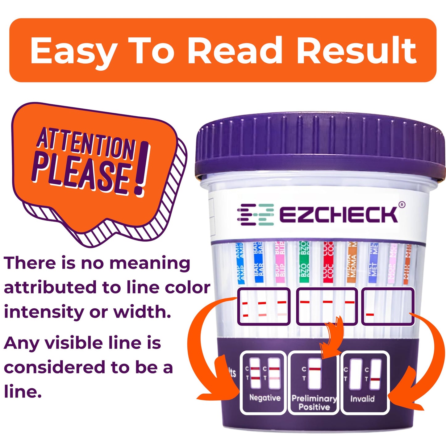 5 Test Cups 14-Panel EZCHECK Urine Test Cup – At-Home Drug Test, 14 Substances, 5-Min Results