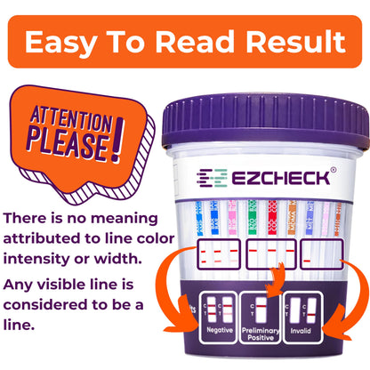 5 Test Cups 14-Panel EZCHECK Urine Test Cup – At-Home Drug Test, 14 Substances, 5-Min Results