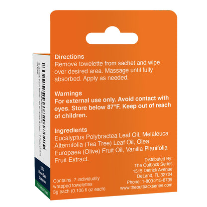 The Outback Series Original Oil Towelettes - 7 Day Pack (3mL each) | All-Natural Massage Towelettes