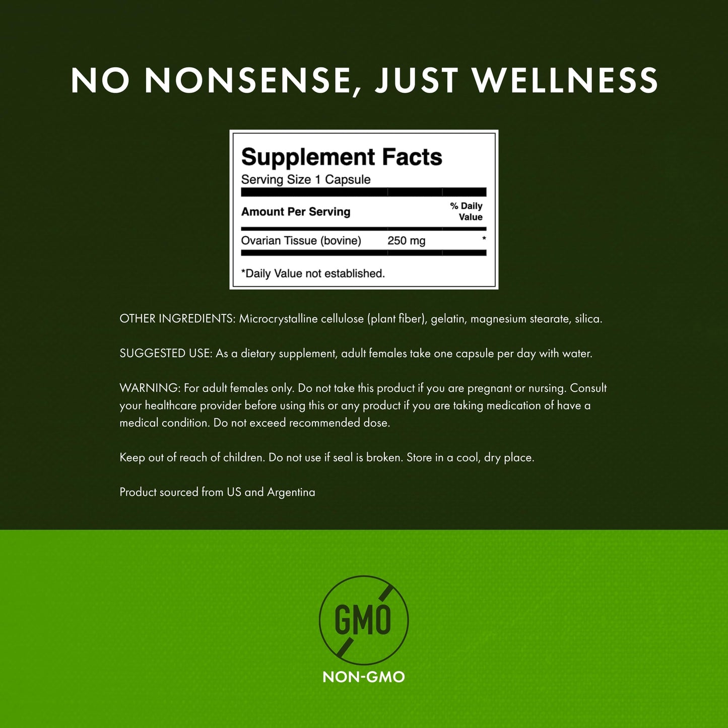 Swanson Ovarian Glandular Supplement - Women's Glandular Health & Balance - 60 Capsules, 250 mg Each