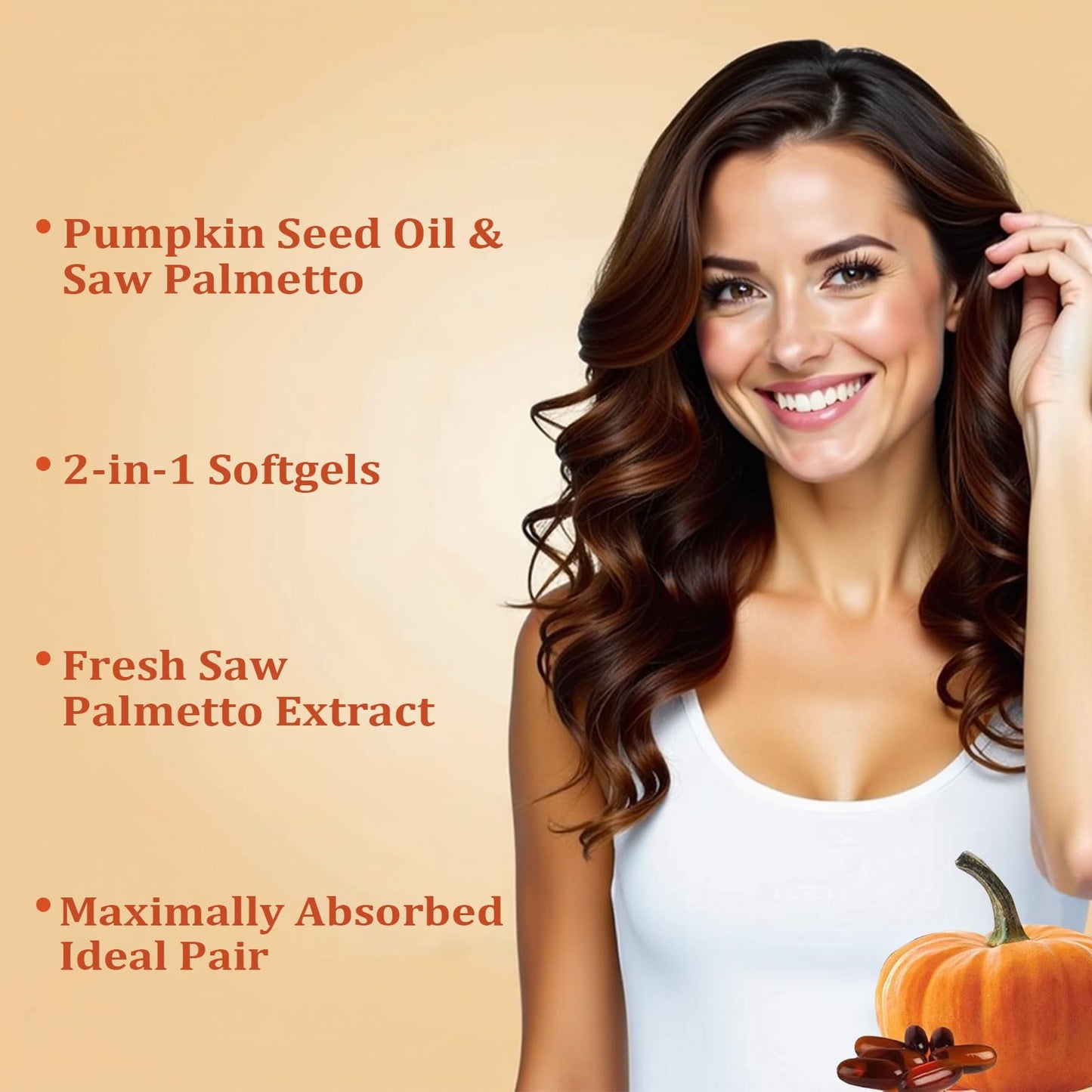 Ovela Pumpkin Seed Oil Capsules with Saw Palmetto – Hair Growth & Scalp Health | 200 Softgels