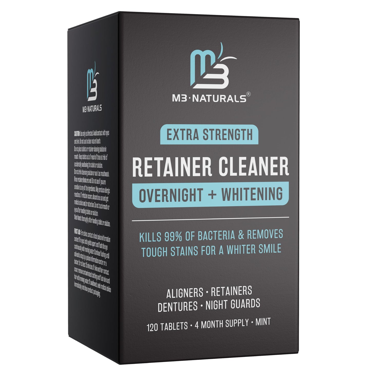 M3 Naturals Overnight Whitening Retainer Cleaner – 4 Month Supply, 120 Tablets