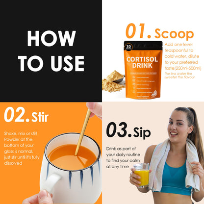 oviaapo Cortisol Drink Powder – Natural Relaxation, Focus & Calm Mood Support
