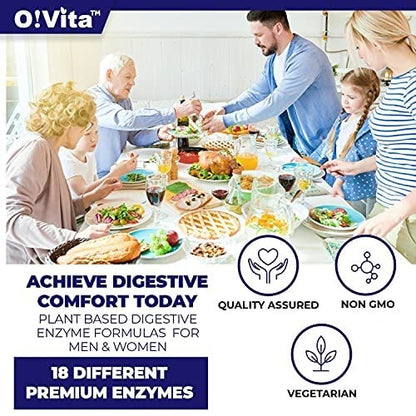 O!VITA Premium Digestive Enzymes – Plant-Based Enzymes for Better Digestion & Nutrient Absorption (60 Veggie Capsules)
