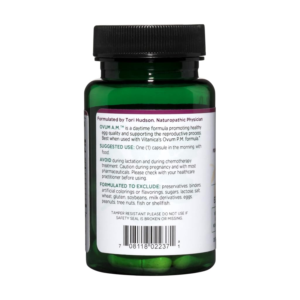 Vitanica Ovum A.M. – Egg Quality Support with Vitamin D3, Alpha Lipoic Acid & CoQ10 (30 Vegan Caps) – Works Best with Ovum P.M.