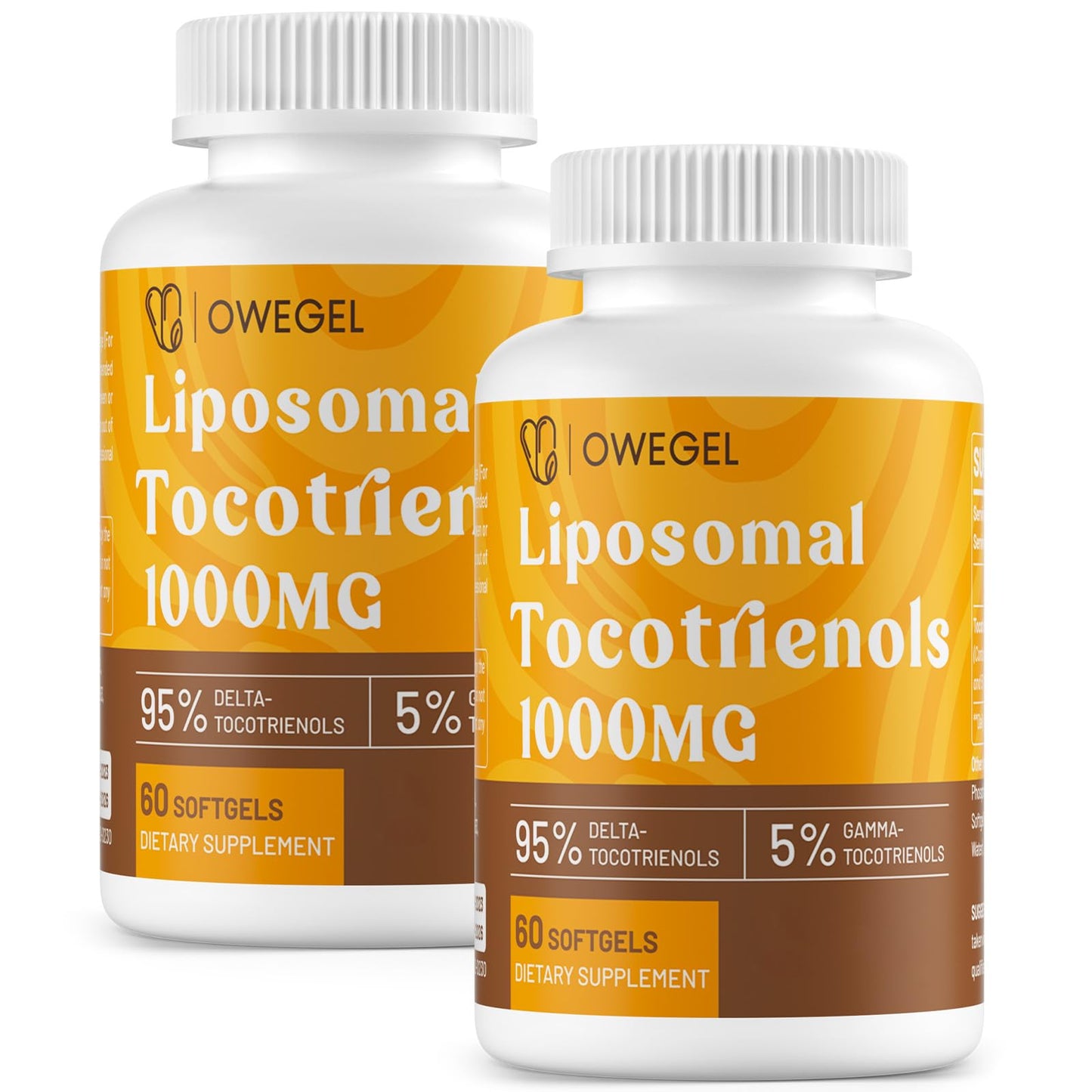 owegel Vitamin E Tocotrienols 1000mg – Liposomal Tocotrienol Capsules (95% Delta, 5% Gamma) – 120 Softgels