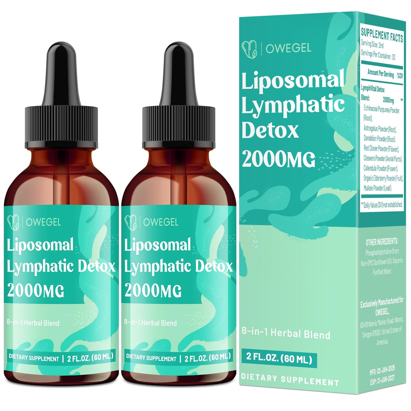 oweGel Liposomal Lymphatic Drops – Alcohol-Free, Sugar-Free, 4 fl oz