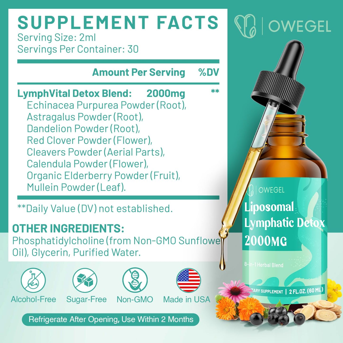 oweGel Liposomal Lymphatic Drops – Alcohol-Free, Sugar-Free, 4 fl oz