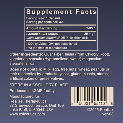 oxiceutics MyReuteri 10 Billion CFU Probiotic – Yogurt-Style Starter + FOS Prebiotic by Dr. William Davis