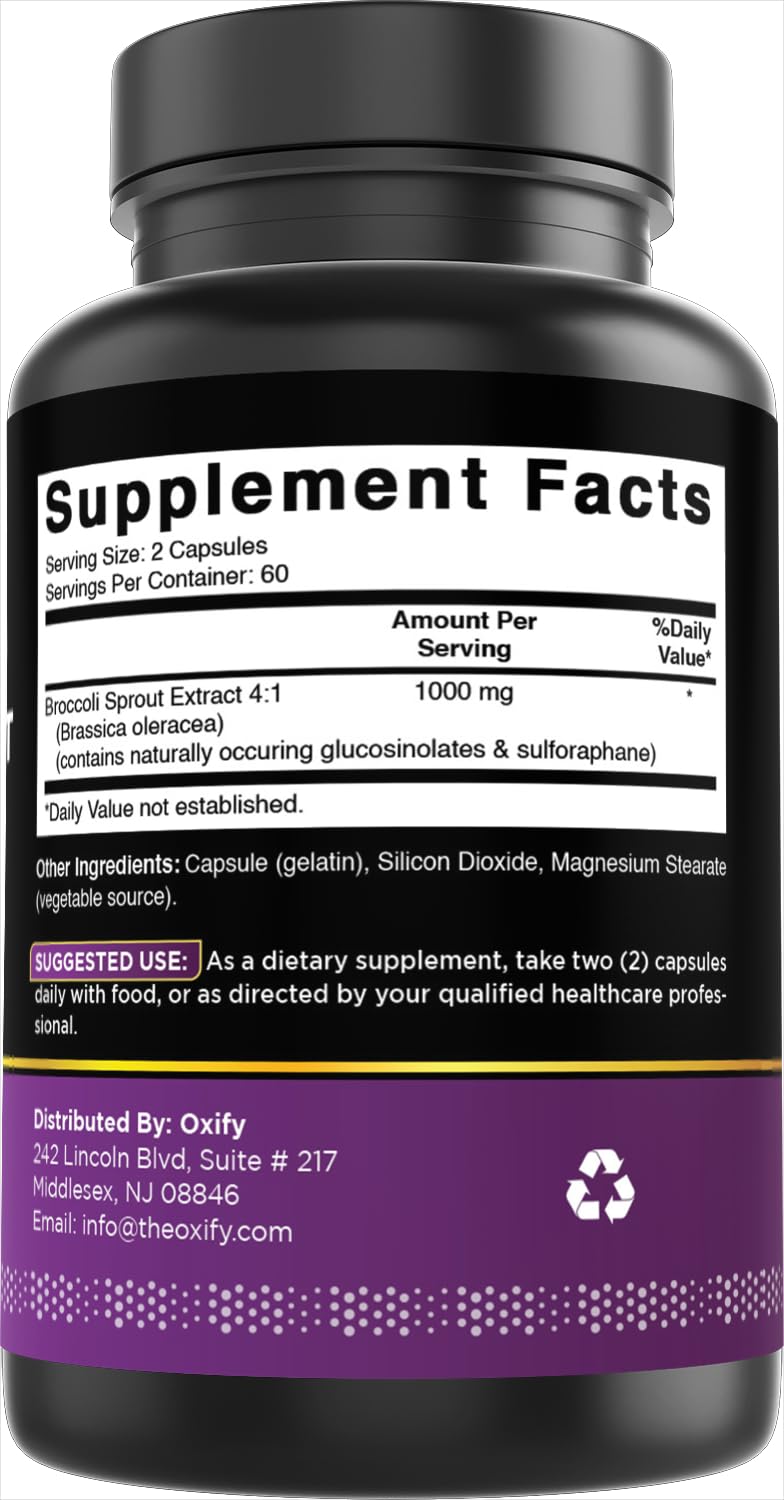 Oxify Broccoli Sprout Extract 1000 mg – 120 Capsules | Gluten-Free, Non-GMO | Made in USA