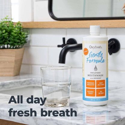 Oxyfresh Gentle Formula Unflavored Mouthwash – Ultra Sensitive Gums & Teeth – No Mint, Zero Alcohol, Flavor Free – 16 oz