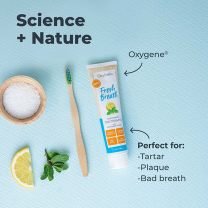 Oxyfresh Premium Lemon Mint Fresh Breath Toothpaste – SLS & Fluoride Free, Low Abrasion, 5oz Pack of 2