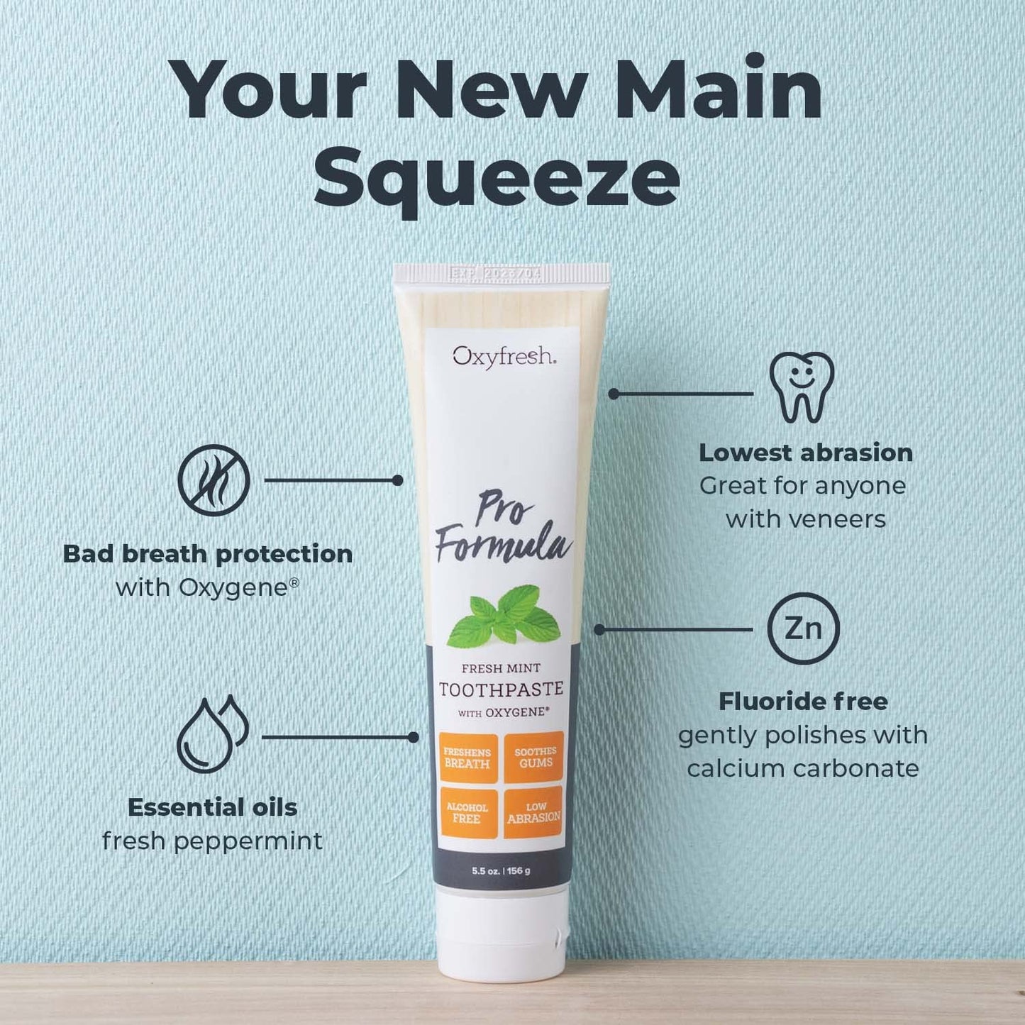 Oxyfresh Pro Formula Fresh Mint Toothpaste – Gentle Low Abrasion, Fluoride Free, 5.5 oz (Pack of 3)