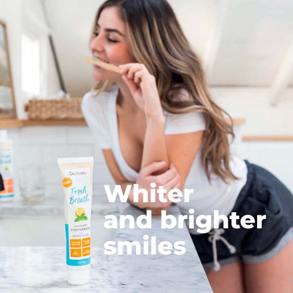 Oxyfresh Maximum Fresh Breath Lemon Mint Toothpaste - Clean Teeth & Fresh Breath - SLS & Fluoride Free - 5 oz