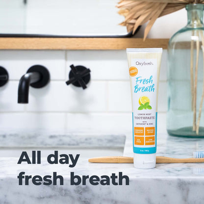 Oxyfresh Maximum Fresh Breath Lemon Mint Toothpaste - Clean Teeth & Fresh Breath - SLS & Fluoride Free - 5 oz