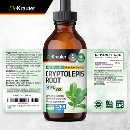 BIO KRAUTER Cryptolepis Sanguinolenta Extract — Vegan Immune Support Tincture, 4 Fl Oz (Pack of 2)