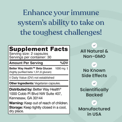 Better Way Health Advanced Immune Readiness Beta Glucan 500 — 500mg, 60 Capsules (Pack of 2)