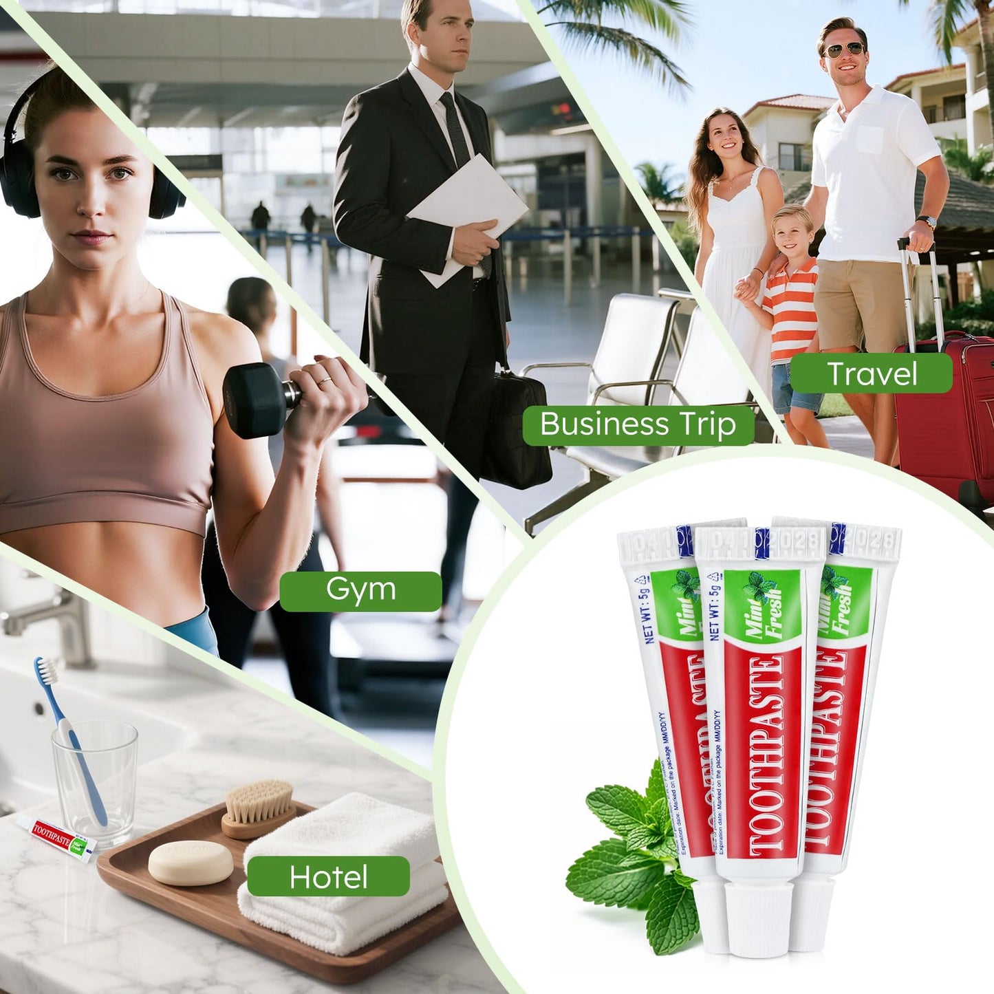 Travel Size Toothpaste Bulk 120 Tubes – Mint Disposable Pocket Paste 0.176 oz