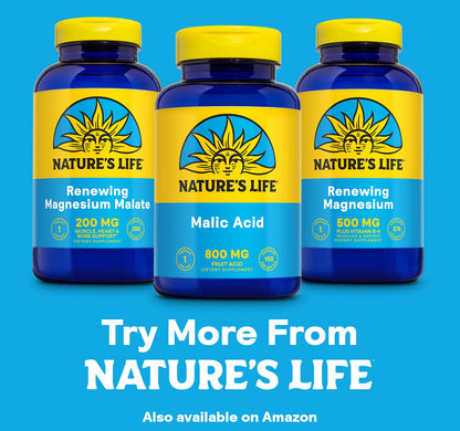 Nature's Life Malic Acid 800 mg | Energy Support & Muscle Comfort | Non-GMO, Gluten-Free | 100 Count
