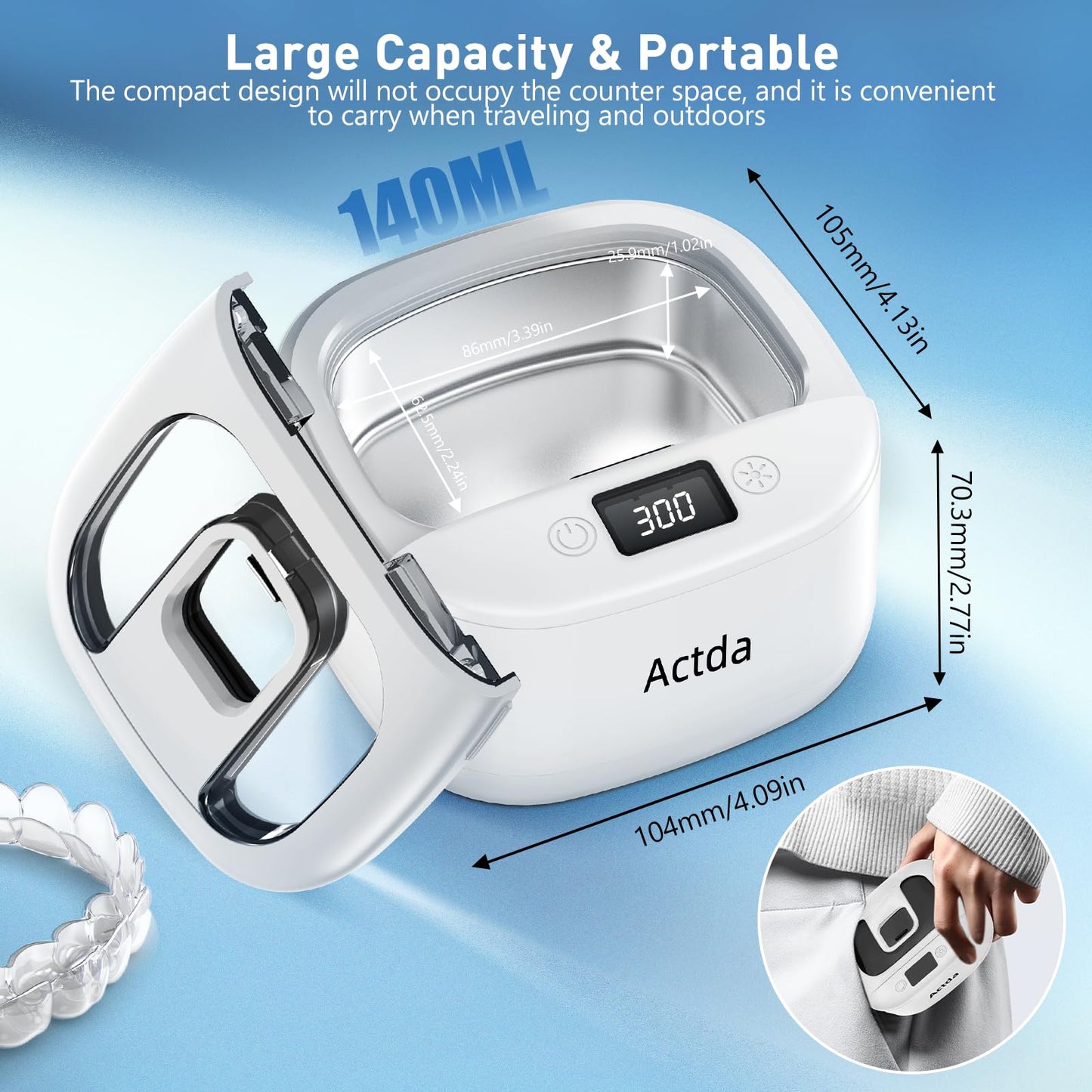 Wireless Ultrasonic Retainer Cleaner – Sonic Dental Cleaning Machine