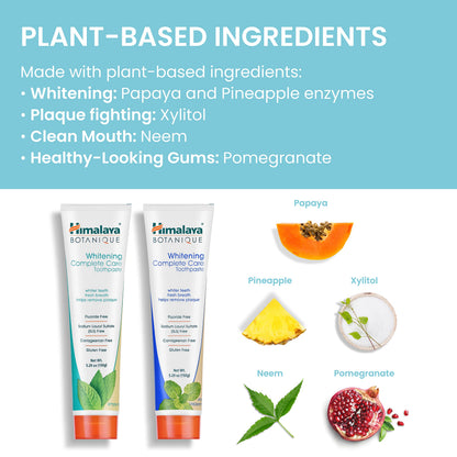 Himalaya Botanique Whitening Complete Care Toothpaste – Mint & Peppermint, Fluoride-Free