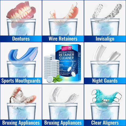 Retainer Cleaner Tablets for Invisalign – Sulphate-Free Effervescent Cleaner with Aligner Tools