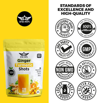 Ginger Turmeric Powder with Piperine, Vitamin C, Vitamin D3 & Zinc – 100 Servings