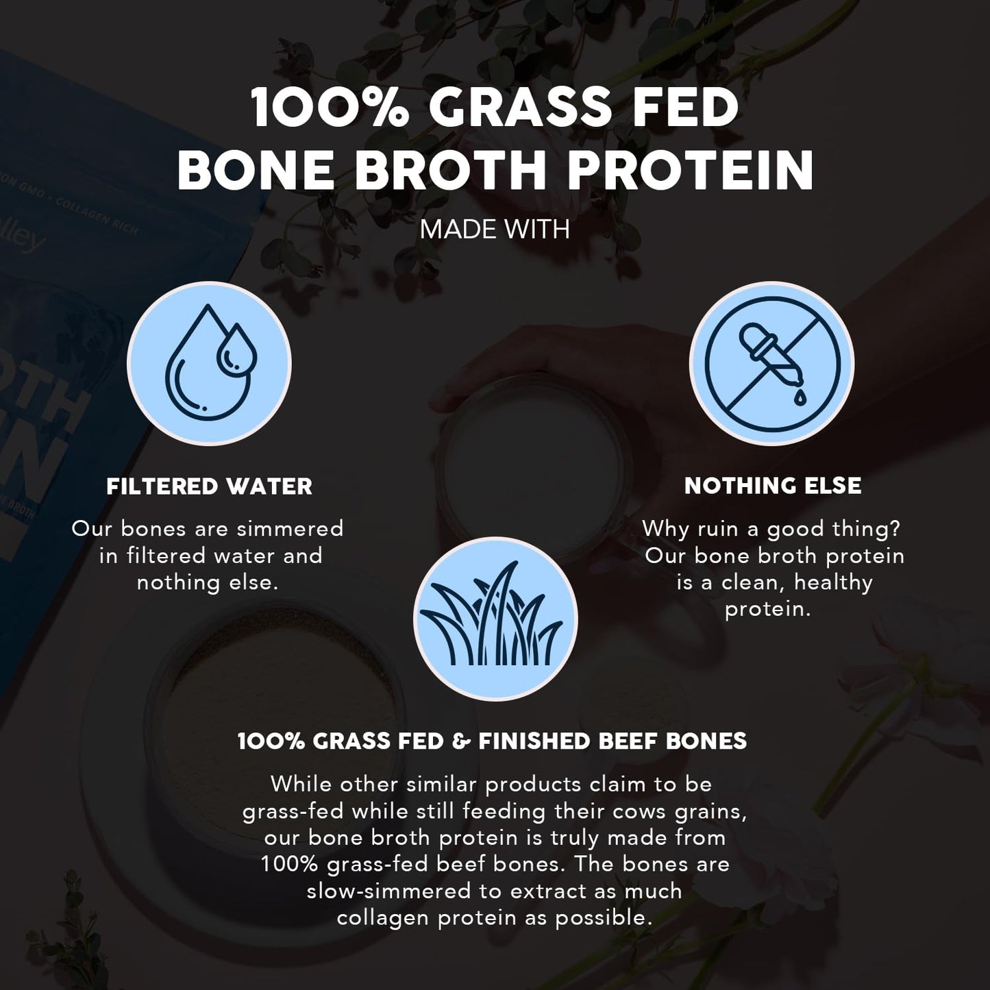 Paleovalley Grass-Fed Bone Broth Protein Powder, Chocolate – 15g Protein