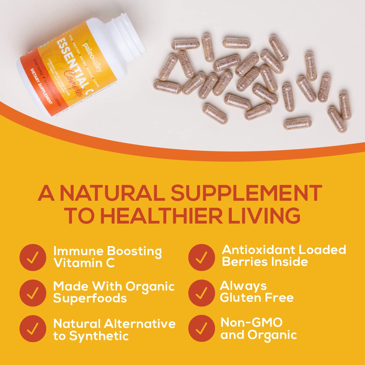 Paleovalley Essential C Complex – Organic Vitamin C from Acerola, Camu Camu & Amla – USA Made