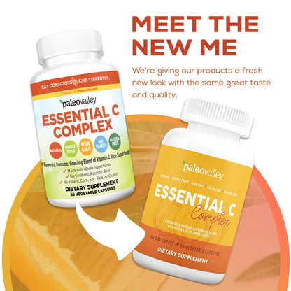 Paleovalley Essential C Complex – Organic Vitamin C from Acerola, Camu Camu & Amla – USA Made