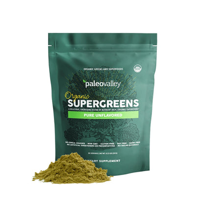 Paleovalley Organic Supergreens Powder - 23 Superfoods, No Cereal Grasses, 30 Servings