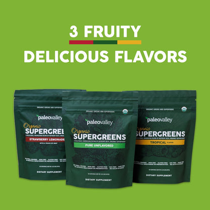 Paleovalley Organic Supergreens Powder - 23 Superfoods, No Cereal Grasses, 30 Servings