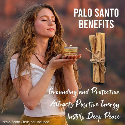 Palo Santo & Sage Smudge Candle (6oz) - Ground & Purify | Soy Wax, Made in USA