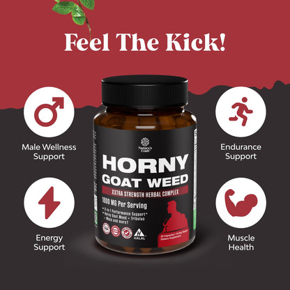 Horny Goat Weed for Male Enhancement - Extra Strength 1000mg | Stamina & Energy
